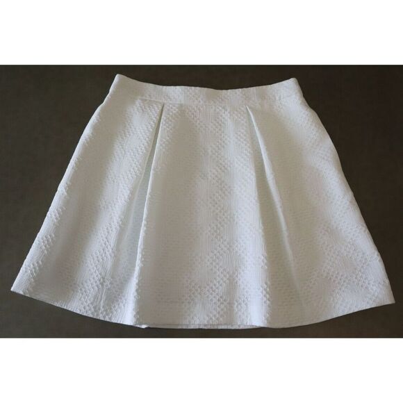 Trina Turk 152204 Women's Sz 10 White Brocade Texture Pleated Skirt $47+ - Picture 1 of 6